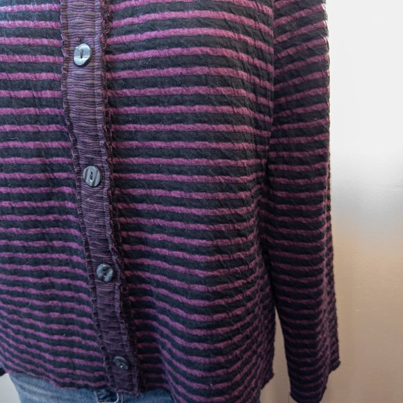 Habitat Womens Size Small Cardigan Blue Purple Stripe Round Neck Long Sleeve Top - Picture 6 of 10